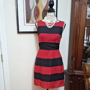 B Darlin Red and Black Striped Sleeveless Mini Dress